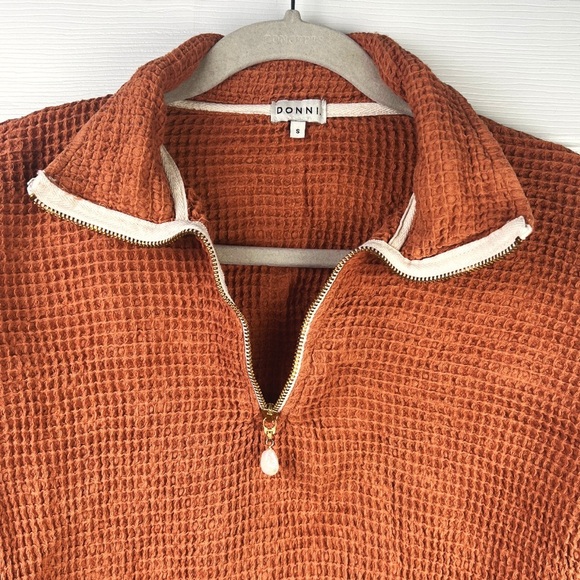 Donnie Waffle 1/2 Zip Pullover Orange In Size Small - Picture 1 of 3